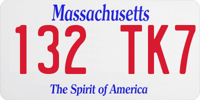 MA license plate 132TK7