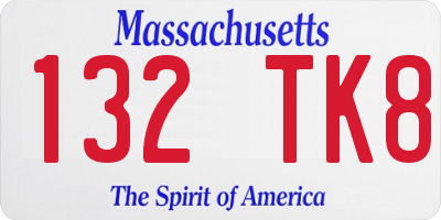 MA license plate 132TK8