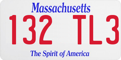 MA license plate 132TL3