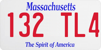 MA license plate 132TL4