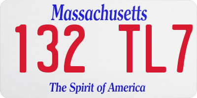 MA license plate 132TL7