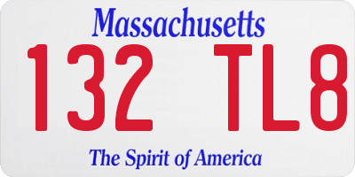 MA license plate 132TL8
