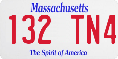 MA license plate 132TN4