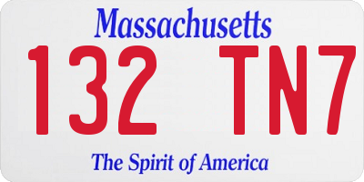 MA license plate 132TN7