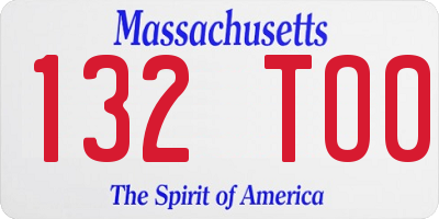 MA license plate 132TO0