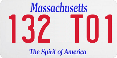 MA license plate 132TO1
