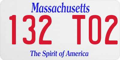 MA license plate 132TO2