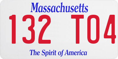 MA license plate 132TO4