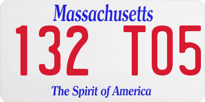 MA license plate 132TO5