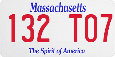 MA license plate 132TO7