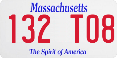 MA license plate 132TO8