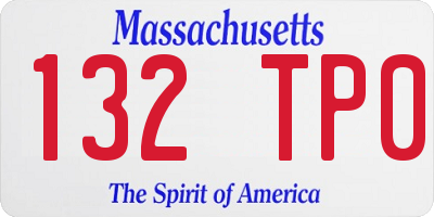 MA license plate 132TP0
