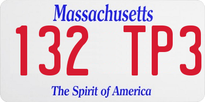 MA license plate 132TP3