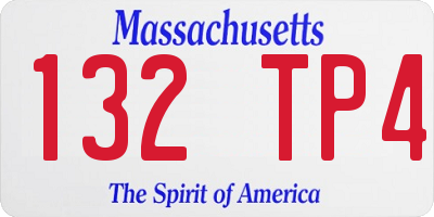 MA license plate 132TP4