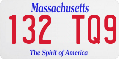 MA license plate 132TQ9