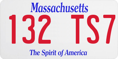 MA license plate 132TS7