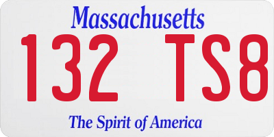 MA license plate 132TS8