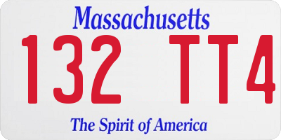 MA license plate 132TT4