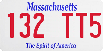 MA license plate 132TT5