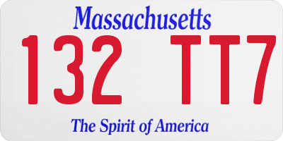 MA license plate 132TT7
