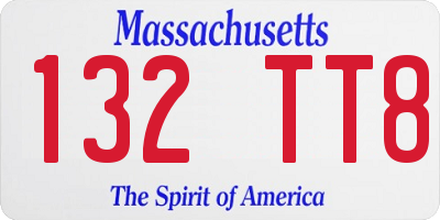 MA license plate 132TT8