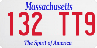 MA license plate 132TT9