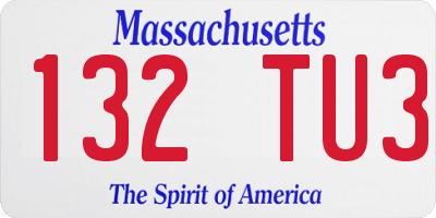 MA license plate 132TU3