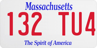 MA license plate 132TU4