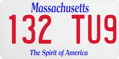 MA license plate 132TU9