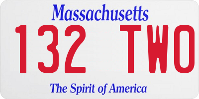 MA license plate 132TW0