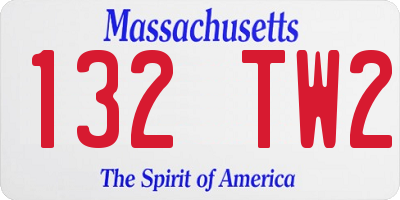 MA license plate 132TW2