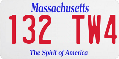 MA license plate 132TW4