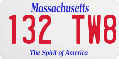 MA license plate 132TW8