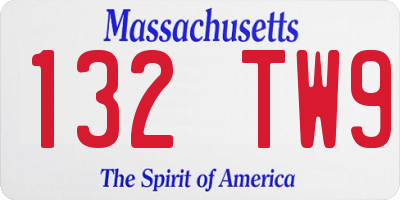 MA license plate 132TW9