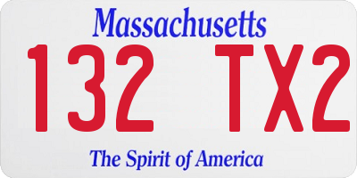 MA license plate 132TX2
