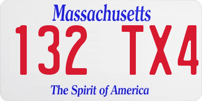 MA license plate 132TX4