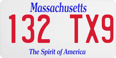 MA license plate 132TX9