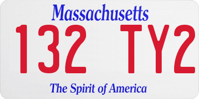 MA license plate 132TY2