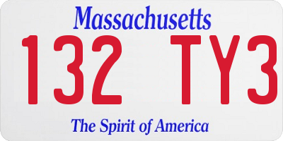 MA license plate 132TY3