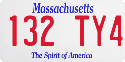 MA license plate 132TY4