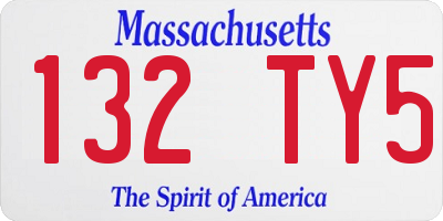 MA license plate 132TY5