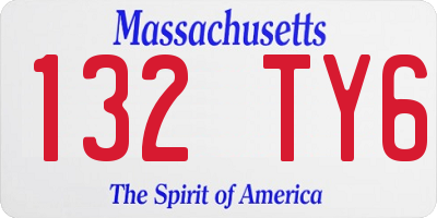 MA license plate 132TY6