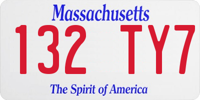 MA license plate 132TY7