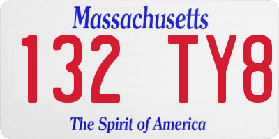 MA license plate 132TY8