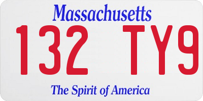 MA license plate 132TY9