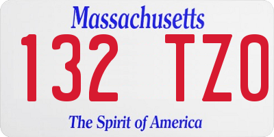 MA license plate 132TZ0