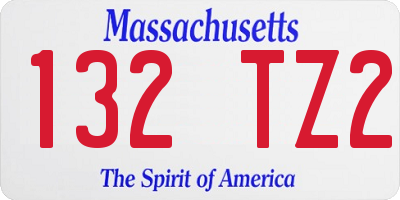 MA license plate 132TZ2