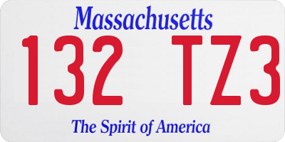 MA license plate 132TZ3