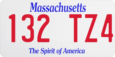 MA license plate 132TZ4