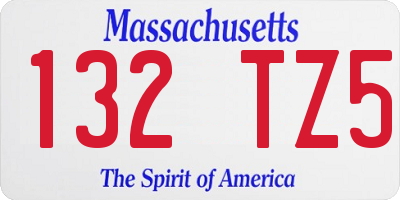 MA license plate 132TZ5